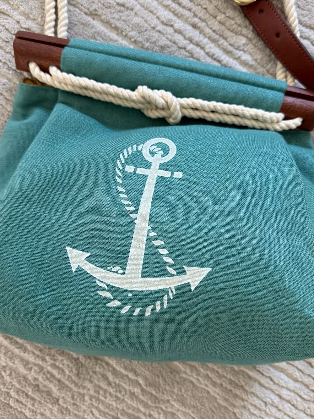 NEW KIEL JAMES PATRICK TURQUOISE ANCHOR ROPE NAUTICAL CROSSBODY - Picture 2 of 14